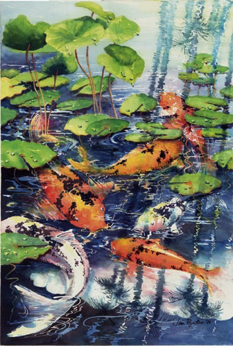 Koi  Fish #2
20 x 16” SOLD
Matted, black frame
12 x 18” Matted
Giclée Print   $45